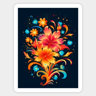 Abstract beautiful flowers on a dark background. Sticker